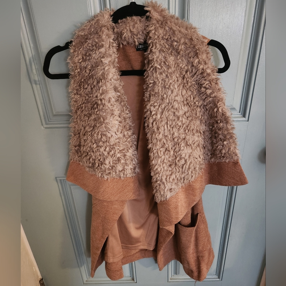 Fashion Nova Tan Faux Fur Vest